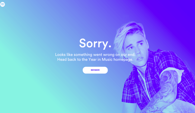 spotify 404 error page example - klizo solutions